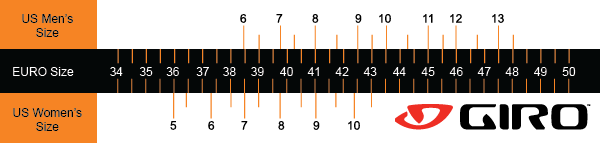 Giro Cycling Shoe Size Chart