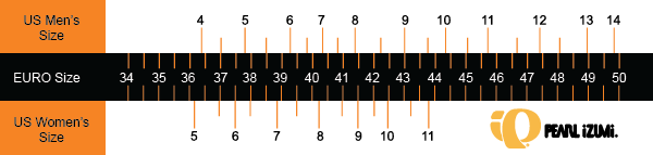 Pearl Izumi shoe size chart