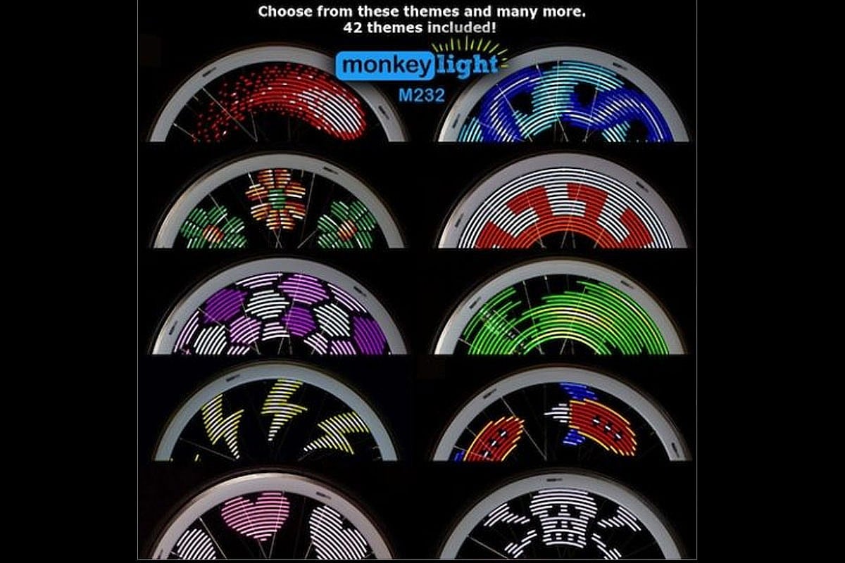 Monkey Light M204 LED Bike Wheel Spoke Color Light 5 Themes Flashing Safety